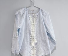 Pre Owned River Island Light Blue Boho Lace Trim Blouse