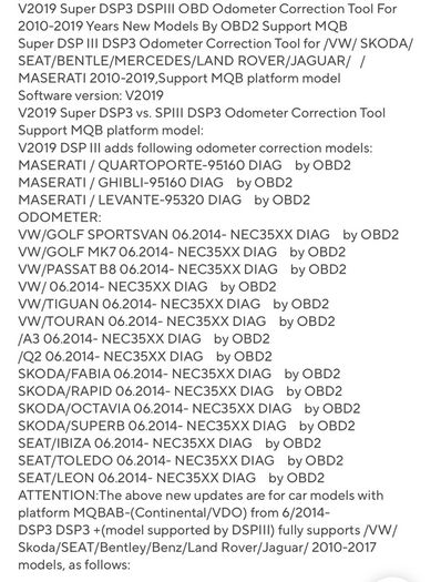car mileage correction 2020 tool Super DSP3 OBD version For New Models 2010-2019 Years AUDI, VW, MERCEDES ETC