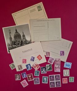 Selection of 3rd reich, stamps/ postcards/propaganda photo, and military feldpost.