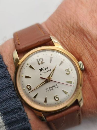 Vintage Tiresa Automatic Swiss ETA 2451,  21 Jewels, 20 Micron Gold Plated Watchmaker Restored