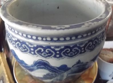 a large antique chinese bowl in two half date 1760