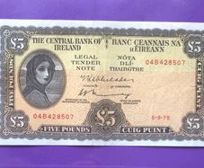 Irish five pound lavery note