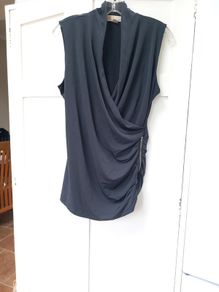 Michael Kors Charcoal Cross Over Top L