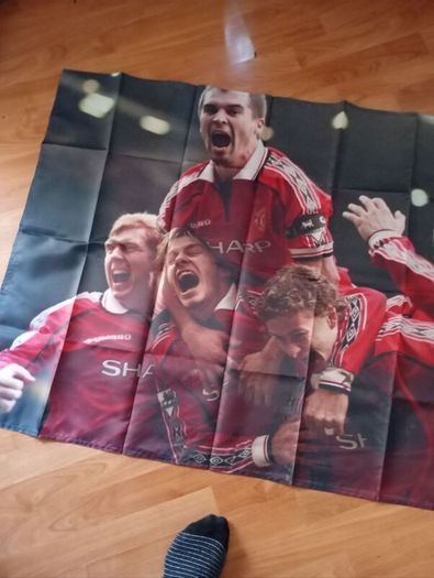 rare Manchester United treble winning year flag