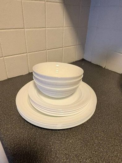 IKEA White Dinnerware Set + Cutlery