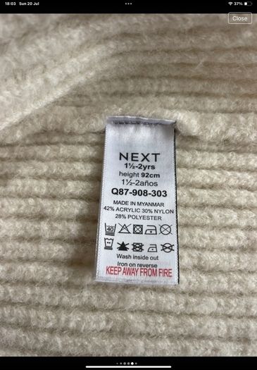 Cream hooded cardigan size 1 - 2 zipped front