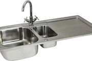 Stainless Steel Kitchen Sink Basin &amp; Victoria Tap, Reversible, 105cm x 18cm x 50cm