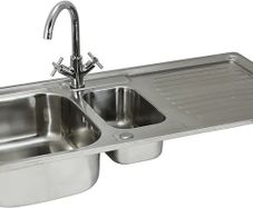 Stainless Steel Kitchen Sink Basin & Victoria Tap, Reversible, 105cm x 18cm x 50cm