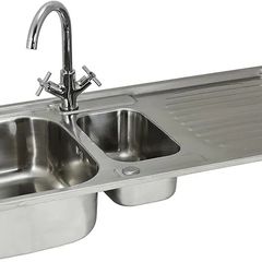 Stainless Steel Kitchen Sink Basin & Victoria Tap, Reversible, 105cm x 18cm x 50cm