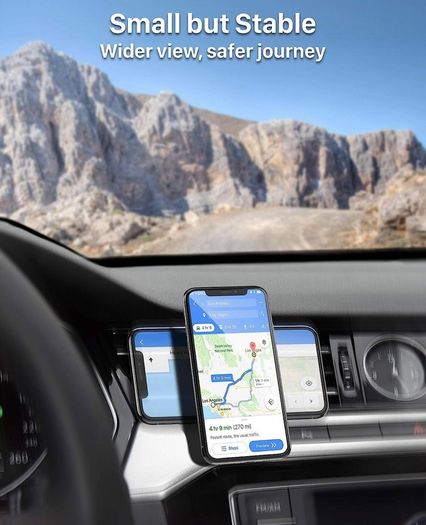 Car Phone Holder, Magnetic Phone Car Mount Air Vent, Upgraded Strongest Magnets & Super Stable Cradle for Vent, Compatible with iPhone, Samsung, Comes with Metal Plates