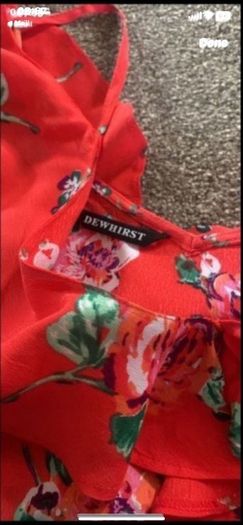 top red floral cold shoulder style frilled camisole size 14