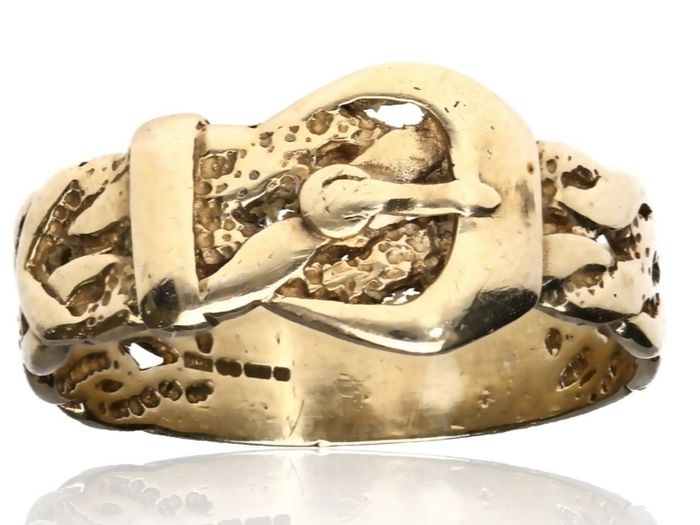 Gents 9k Gold buckle ring