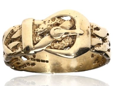 Gents 9k Gold buckle ring