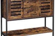_Sideboard, cabinet with 2 drawers and doors, 1 shelf, for dining room, living room, kitchen, 100 x 35 x 84.5 cm, industrial design, vintage brown-black