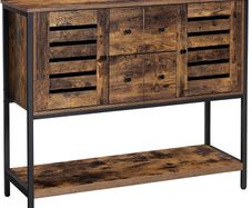 Sideboard, cabinet with 2 drawers and doors, 1 shelf, for dining room, living room, kitchen, 100 x 35 x 84.5 cm, industrial design, vintage brown-black