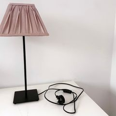 Contemporary Pink Fabric Square Pleated Lamp