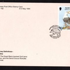 1994 Alderney 24p Definitive (The Great Black-backed Gull Larus Maninus  Post Office Stamp-Card used with same stamp tied by first day cover cancel