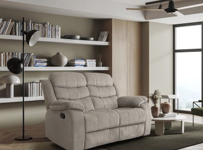 2 Seater Fabric Recliner Sofa, Brown