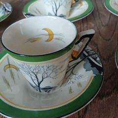 Vintage Burleigh art deco coffee cups & saucers