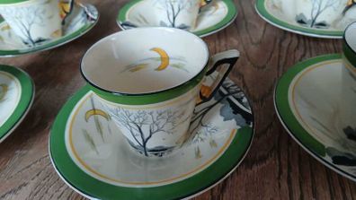 Vintage Burleigh art deco coffee cups & saucers