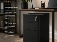 main image for ad Rolling Filing Cabinet With Lock 3 Drawer Mobile Office Cabinet On Castors Black