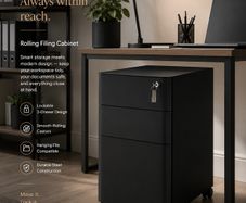 Rolling Filing Cabinet With Lock 3 Drawer Mobile Office Cabinet On Castors Black
