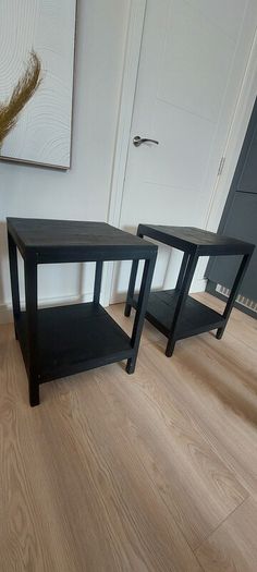 2x Black Side Tables / Bedside Lockers