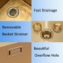 Stainless Steel Kitchen Sink, 50X45CM Small Sink, BoomHoze Undermount Single Bowl Outdoor Campervan with Silencer Pad, Drainer Fittings, Drop in Flushmount or Topmount Installation, Gold Image 5