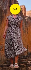 Brown cream zebra print shirt dress size 10-12 (viscose)