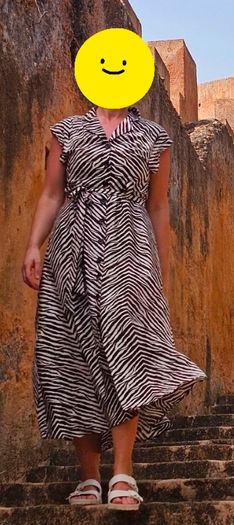 Brown cream zebra print shirt dress size 10-12 (viscose)