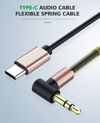 USB C Type C Male To 3.5mm Male AUX Adapter Cable Earphones Speaker