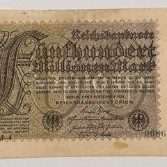Germany 500 Million Mark 1923 Banknote