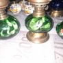 3 Beautiful Old Green Glass Oil Lamps, Postage Available Image 3
