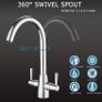 Kitchen Mixer Tap Dual Lever Swivel Spout Chrome Sink Taps (FREE POSTAGE) Image 4