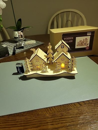 Wooden village with lights