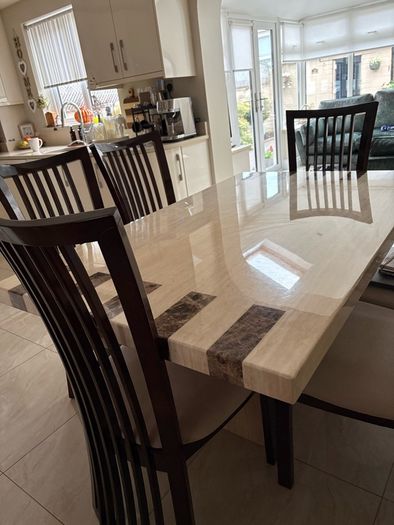 Marble Dining Table & 6 Chairs