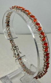 Silver D'joy Crimson Fire Opal & White Zircon Linking Bracelet