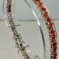 Silver D'joy Crimson Fire Opal & White Zircon Linking Bracelet