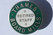 THAMES BOARD MILLS (Purfleet, Essex) - a vintage RETIRED STAFF enamel badge in hallmarked silver (rare!) 1956