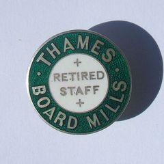 THAMES BOARD MILLS (Purfleet, Essex) - a vintage RETIRED STAFF enamel badge in hallmarked silver (rare!) 1956