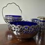 Vintage Cobalt Blue Glass & EPNS Tableware / Condiment Set Image 4