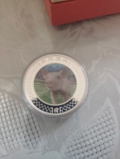 2007 Perth mint Year of the Pig 1oz silver coin 999 box+coa