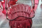 Old Cranberry Glass Basket Bowl for sale, Postage Available