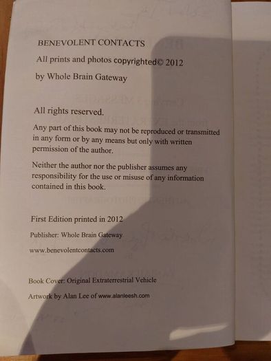 Benevolent Contacts, Signed First Edition 2012 by Taniah Kamadon, UFO Extraterrestrial Encounters, Rare