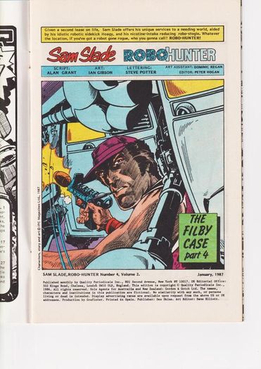 Sam Slade Robo Hunter #4 The Filby Case 1987 Quality Comic