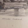 Framed OLD PRINT SIGNED BY UK Artist Judges Pencil Sketches  Of Worcester Cathedral Image 10