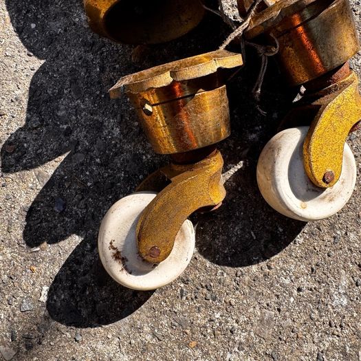 Brass Cap furniture castors with porcelain wheels (4)