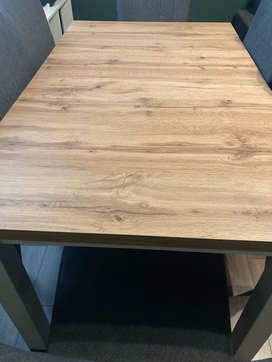Large Extendable Solid Wood Table and Chairs - 6 Dark Grey