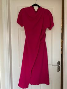 Topshop Origami Drape Neck Midi Dress - pink