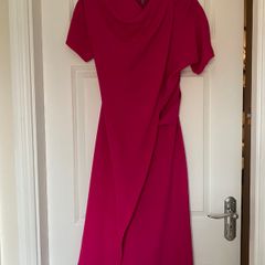 Topshop Origami Drape Neck Midi Dress - pink